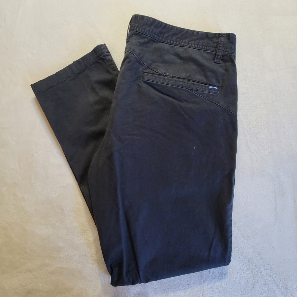 Volcom Frickin Modern Stretch Chino Pants Mens 38 Black Straight Leg Skater